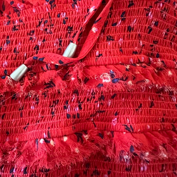 Free People Lolita Red Peasant Semi Crop Floral Blouse Red small - Picture 9 of 13